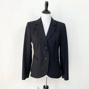Lafayette 148 New York Blazer Jacket Tailored Black 2 Button Collared size 8
